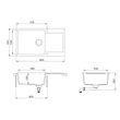 Kép 2/2 - EVIDO Cubo XL 6S compact gránit mosogató, 860 x 500 mm, antracit