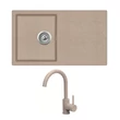Kép 1/2 - EVIDO Easy 45S gránit mosogató, 760 x 440 mm, avena + EVIDO LANA csaptelep, avena
