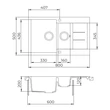 Kép 3/3 - EVIDO Cubo 6S compact gránit mosogató 800x500 platina