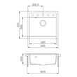 Kép 3/3 - EVIDO Quadro 6 gránit mosogató, 562 x 510 mm, platina