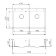Kép 3/3 - EVIDO Quadro 9 gránit mosogató, 860 x 510 mm, platina