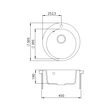 Kép 3/3 - EVIDO Tondo kerek gránit mosogató, 505 mm, platina