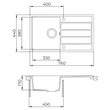 Kép 2/4 - EVIDO Easy 45S gránit mosogató, 760 x 440 mm, platina