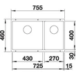 Kép 3/5 - BLANCO SUBLINE 430 / 270-U antracit excenter.nélkül