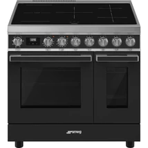 SMEG SZABADONÁLLÓ TŰZHELY, Portofino design, 90 cm, 2 sütőtér, indukciós főzőlap, antracit