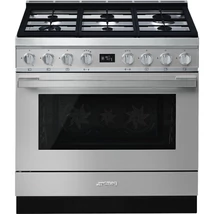 SMEG SZABADONÁLLÓ TŰZHELY, Portofino design, 90 cm, 1 sütőtér, gáz főzőlap, inox