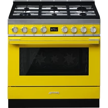 SMEG SZABADONÁLLÓ TŰZHELY, Portofino design, 90 cm, 1 sütőtér, gáz főzőlap, citromsárga