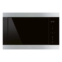 SMEG MIKROHULLÁMÚ SÜTŐ, Classic design,beépíthető, 25 liter, 6 funkció, LED kijelző,rozsdamentes acél/ fekete üveg
