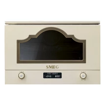 SMEG MIKROHULLÁMÚ SÜTŐ,Cortina ,BEÉP.,LED kijelző,2 db vezérlőgomb,22 liter,6 funkció,bézs,antikolt bronz vezérlőgombok