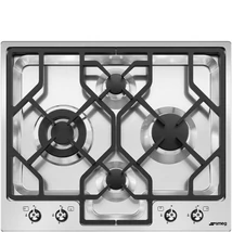 SMEG GÁZ FŐZŐLAP,Classic / Linea ,62cm,ultra-lapos,3 normál + 4 kW-os WOK égő,diagonális,szálcsisz.rm.acél