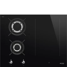 SMEG KOMBINÁLT FŐZŐLAP,Classic,65 cm,munkalapsz.,2 égő,2 Eclipse boosterzóna,slider,multizone,fekete üvegkerámia alap