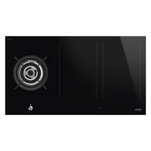 SMEG KOMBINÁLT FŐZŐLAP,Classic,90 cm,munkalapsz.,1 6 kW-os WOK égő,4 zóna,slider,multizone,fekete üvegkerámia