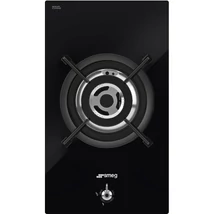 SMEG GÁZ FŐZŐLAP, Classic , 30 cm,ultra-lapos forma, 1 db 6 kW-os WOK gázégő,öntöttvas edénytartó, fekete üveg alap