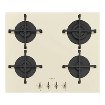 SMEG GÁZ FŐZŐLAP,Colonial,60 cm,4 db normál égő,bézs üveg,bronz vezérlőgombok,egyenes él
