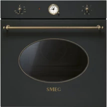 SMEG HŐLÉGKEVERÉSES SÜTŐ, Colonial design, 6 funkció, analóg programóra,antracit, bronz fogantyú és vezérlőgombok