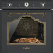 SMEG PIROLITIKUS HŐLÉGKEVERÉSES SÜTŐ,Cortina ,9 + 1 funkció,analóg óra,pizza,antracit,bronz fogantyú és vezérlőgombok