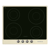 SMEG INDUKCIÓS FŐZŐLAP, Victoria design,60 cm, 4 booster főzőzóna, 9 fokozat, bézskeret, króm vezérlőgombok