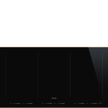 SMEG INDUKCIÓS FŐZŐLAP, Dolce Stil Novo design, 90 cm, 6 zóna, fekete, réz díszítéssel