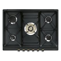 SMEG GÁZ FŐZŐLAP,Cortina,70 cm, 4 norm + 1 db 5 kW-os ultra-wok égő,öntöttvas edénytart,antracit,bronz gombok