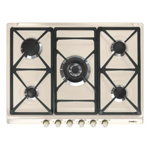 SMEG GÁZ FŐZŐLAP,Cortina,70 cm, 4 norm + 1 db 5 kW-os ultra-wok égő,öntöttvas edénytart,bézs,antikolt bronz gombok