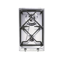 SMEG DOMINO GÁZ FŐZŐLAP, Contemporary design, 31 cm, 2 gázégő (hátsó: 3,3 kW-os wok), szálcsiszolt rozsdamentes acél