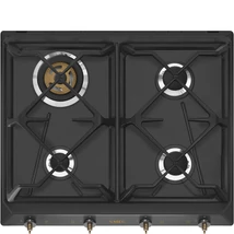 SMEG GÁZ FŐZŐLAP,Colonial,60 cm,3 db norm + 1 db 3,3 kW-os wok égő,öntöttvas edénytart,antracit,bronz gombok