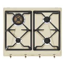 SMEG GÁZ FŐZŐLAP,Colonial,60 cm,3 db norm + 1 db 3,3 kW-os wok égő,öntöttvas edénytart,bézs,bronz gombok