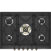 SMEG GÁZ FŐZŐLAP,Colonial,70 cm,4 db norm + 1 db  5,0 kW-os ultra-wok égő,öntöttvas edénytart,antracit,bronz gombok