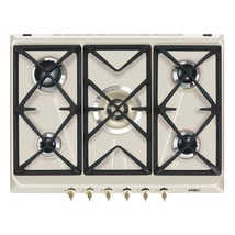 SMEG GÁZ FŐZŐLAP,Colonial,70 cm,4 db norm + 1 db  5,0 kW-os ultra-wok égő,öntöttvas edénytart,avena bézs,bronz gombok