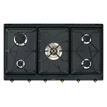 SMEG GÁZ FŐZŐLAP,Colonial,90 cm,4 db norm + 1 db 5 kW-os wok égő,öntöttvas edénytart,antracit,bronz gombok
