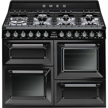 SMEG SZABADONÁLLÓ TŰZHELY,Victoria,110cm,2 sütő,61 + 61 l ,grill rekesz 36 l,főzőlap: 7 égő,fekete/ ezüst gombok