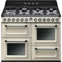 SMEG SZABADONÁLLÓ TŰZHELY,Victoria,110cm,2 sütő,61 + 61 l ,7 és 7 funkció,grill rekesz 36 l,7égő,bézs/ ezüst gombok