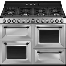 SMEG SZABADONÁLLÓ TŰZHELY,Victoria,110cm,3 sütő,61 + 61 + 36 l ,6 + 5+1 funkció,7 égő,rozsdamentes acél / ezüst gombokkal