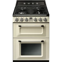 SMEG SZABADONÁLLÓ TŰZHELY,Victoria,60cm,4 + 2 funkció,65 + 35 l ,főzőlap: 4 égő,öntöttvas edénytartó,bézs