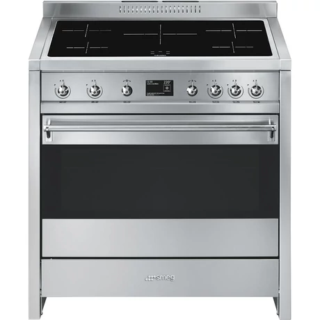SMEG SZABADONÁLLÓ TŰZHELY, Opera, 90 cm, 11 funkció, 115 l sütőtér, indukciós főzőlap, 5 zóna, rozsdamentes acél