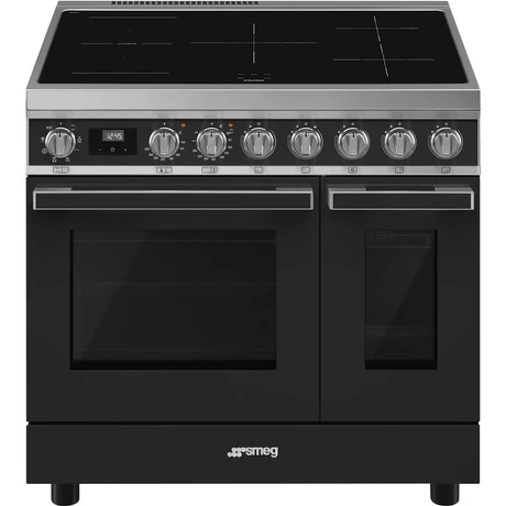 SMEG SZABADONÁLLÓ TŰZHELY, Portofino design, 90 cm, 2 sütőtér, indukciós főzőlap, antracit