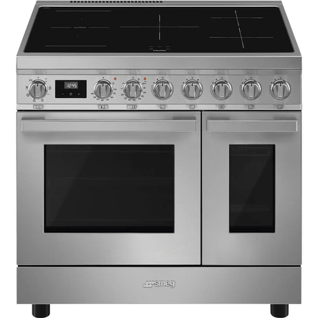 SMEG SZABADONÁLLÓ TŰZHELY, Portofino design, 90 cm, 2 sütőtér, indukciós főzőlap, inox