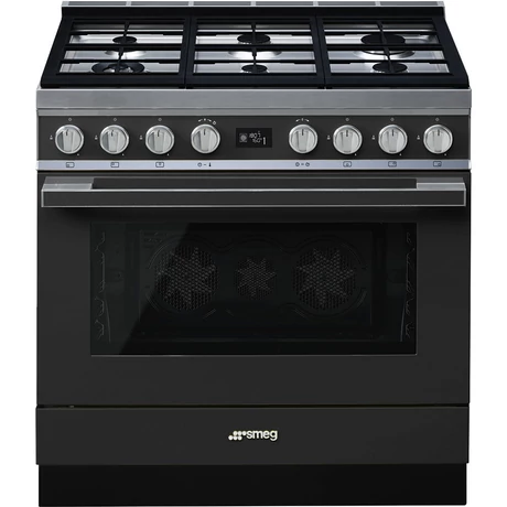 SMEG SZABADONÁLLÓ TŰZHELY, Portofino design, 90 cm, 1 sütőtér, gáz főzőlap, antracit