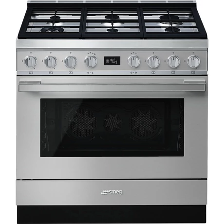 SMEG SZABADONÁLLÓ TŰZHELY, Portofino design, 90 cm, 1 sütőtér, gáz főzőlap, inox