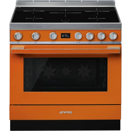 SMEG SZABADONÁLLÓ TŰZHELY, Portofino design, 90 cm, 1 sütőtér, indukciós főzőlap, narancssárga