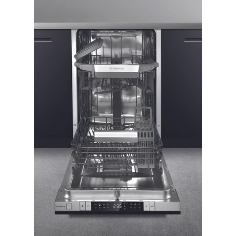 De Dietrich beépíthető mosogatógép, 45 cm, 10 teríték, 8 program, 4 hőmérséklet, D energiaosztály