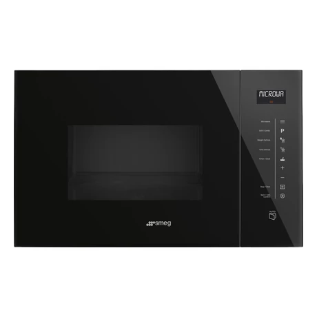 SMEG MIKROHULLÁMÚ SÜTŐ, Linea design, beépíthető, 25 liter, fekete üveg