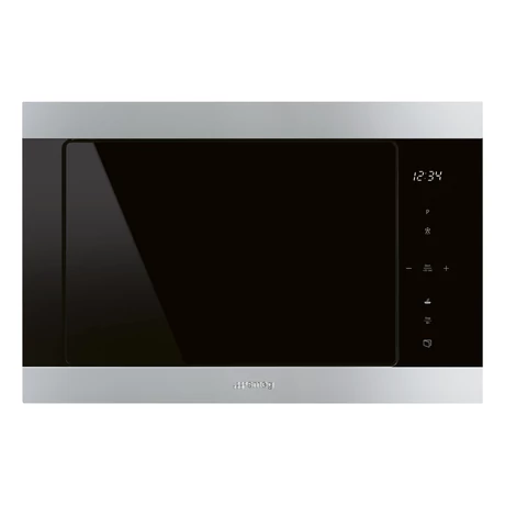 SMEG MIKROHULLÁMÚ SÜTŐ, Classic design,beépíthető, 25 liter, 6 funkció, LED kijelző,rozsdamentes acél/ fekete üveg