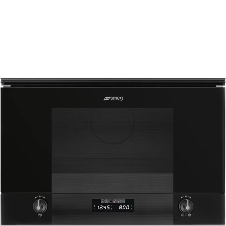SMEG MIKROHULLÁMÚ SÜTŐ, Linea design, beépíthető, 22 liter, mélyfeketefekete üveg