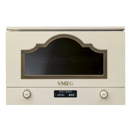 SMEG MIKROHULLÁMÚ SÜTŐ,Cortina ,BEÉP.,LED kijelző,2 db vezérlőgomb,22 liter,6 funkció,bézs,antikolt bronz vezérlőgombok