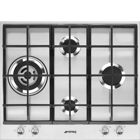 SMEG GÁZ FŐZŐLAP,Linea ,60 cm,3db normál + 1 3,5 kW-os WOK gázégő,,szálcsiszoltrozsdamentes acél