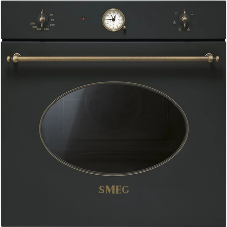 SMEG HŐLÉGKEVERÉSES SÜTŐ, Colonial design, 6 funkció, analóg programóra,antracit, bronz fogantyú és vezérlőgombok