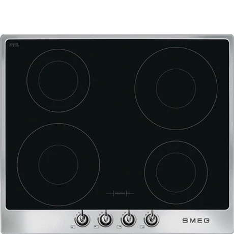 SMEG INDUKCIÓS FŐZŐLAP, Victoria,60 cm, 4 booster, 9 fokozat,rozsdamentes acél keret, króm vezérlőgombok