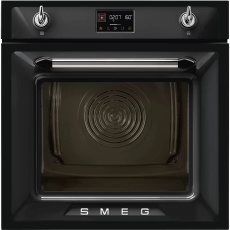 SMEG KOMBINÁLT PIROLITIKUSGŐZPÁROLÓ-SÜTŐ, Victoria design, 60 cmszéles, 12 + 1 funkció, LCD kijelző, fekete