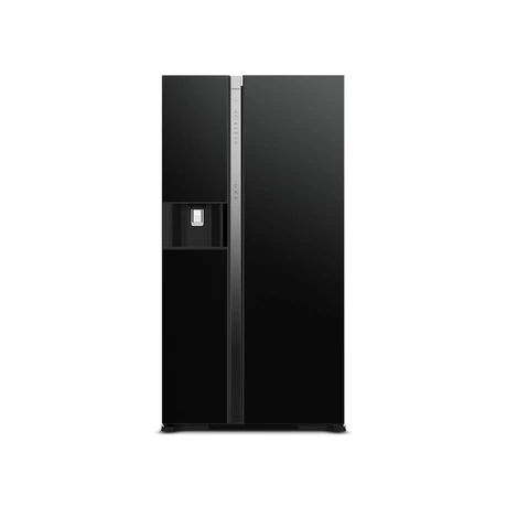 HITACHI Side-by-Side hűtőszekrény, 2 ajtós,573l, fekete üveg